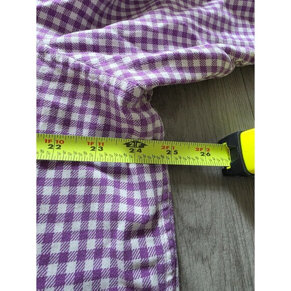 Lands End Womens 2X Purple & White Gingham Check Long Sleeve Button-Down Shirt - Picture 7 of 8